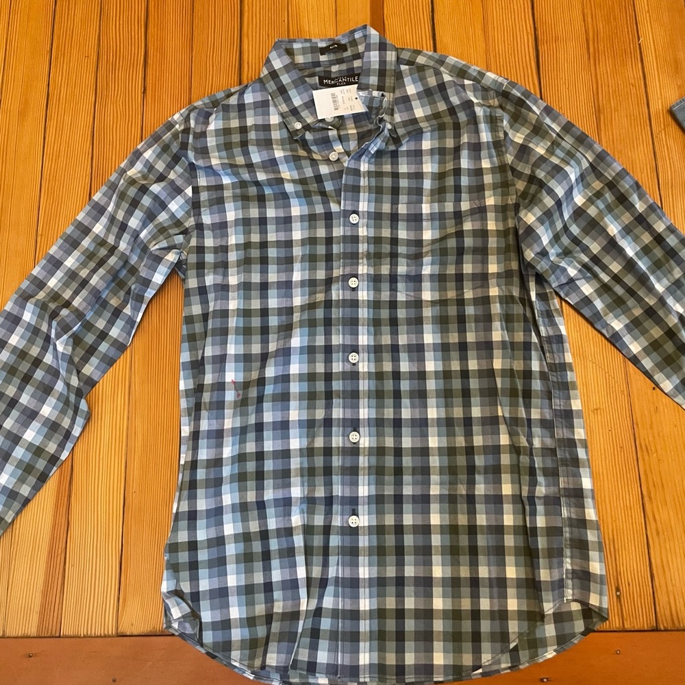 NWT J.Crew Mercantile blue-multi button down.